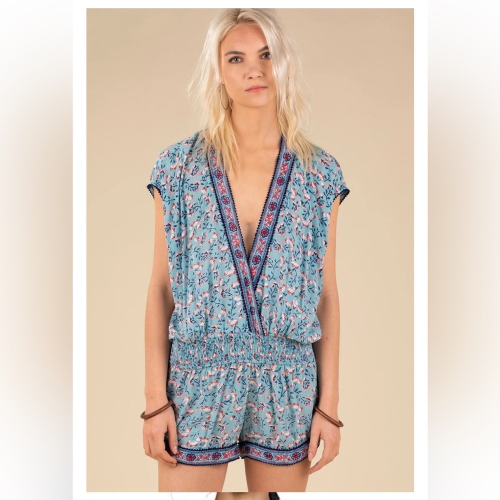 Poupette St. Barth Amora Romper Blue Cerise